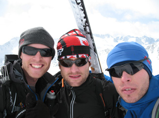 Atop the highest peak on the race course, from left - Alex Wigley, James Minifie, Stano Faban.