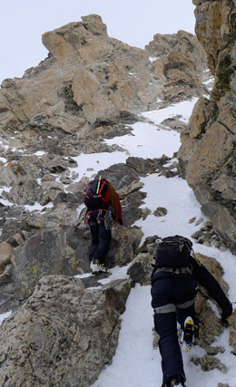 Winter scramble up Grand Teton.