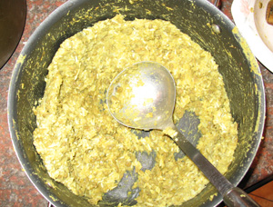 cooked rice before drying