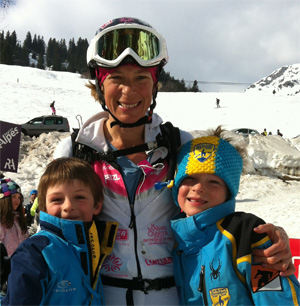 Nina Silitch with sons at Pierra Menta 2012.