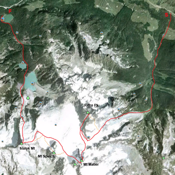 Duffey Lake speed traverse map - Joffre, Matier, Slalok