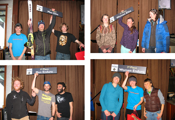 Final podiums at the Dogtooth Dash  - The GORE-TEX 2013 Ski Mountaineering Championships.