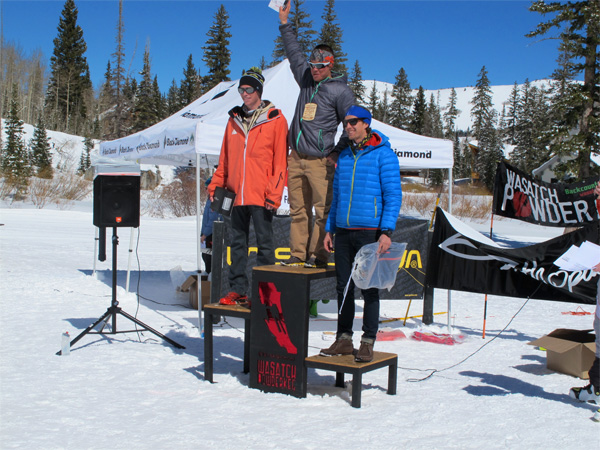 Max took the the overall at 2013 Wasatch Powder Keg, with John second (left), and Tom Goth third (right).