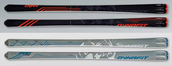 New Dynafit DyNA Race at the top, and the new PDG skis at the bottom.