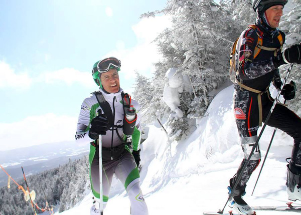 Jan Wellford leading George Visser at the entrance to the Long Trail (order was reversed at finish).