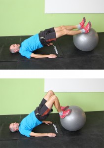 Stano showing one of the most effective hamstring and glutes exercises. Make sure to"squeeze you butt otherwise you won't engage the glutes much. Image is from our Manual for Ski Mountaineering Racing Training e-book.