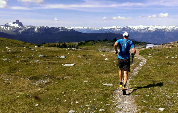 Akashas cruising on an alpine trail above Whistler.