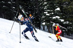 Racing in the Salomon MTN Lab Helmet at Castle Mountain.