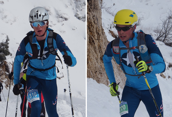 Quinn Simmons (cadet) and Ian Clarke (junior) - both very talented cyclists trying their hand in skimo in the winter. Photo by Matt Reid.