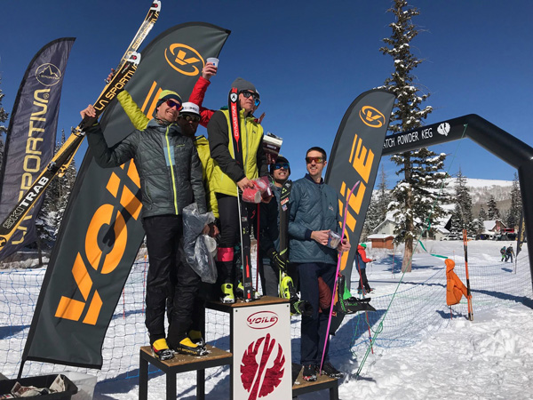 Men's teams race podium at Wasatch Powderkeg. Photo by the race organizers.