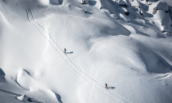 Beautiful winter landscape at Transcavallo race at Alpago, Italy.